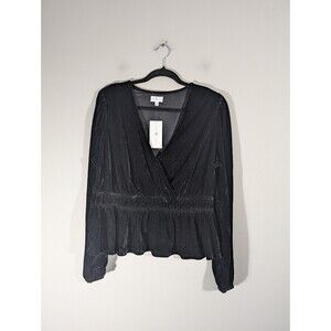 NWT‎ True Craft Top Women Plus 1X Black Velvet Long Sleeve Romantic Goth Witchy